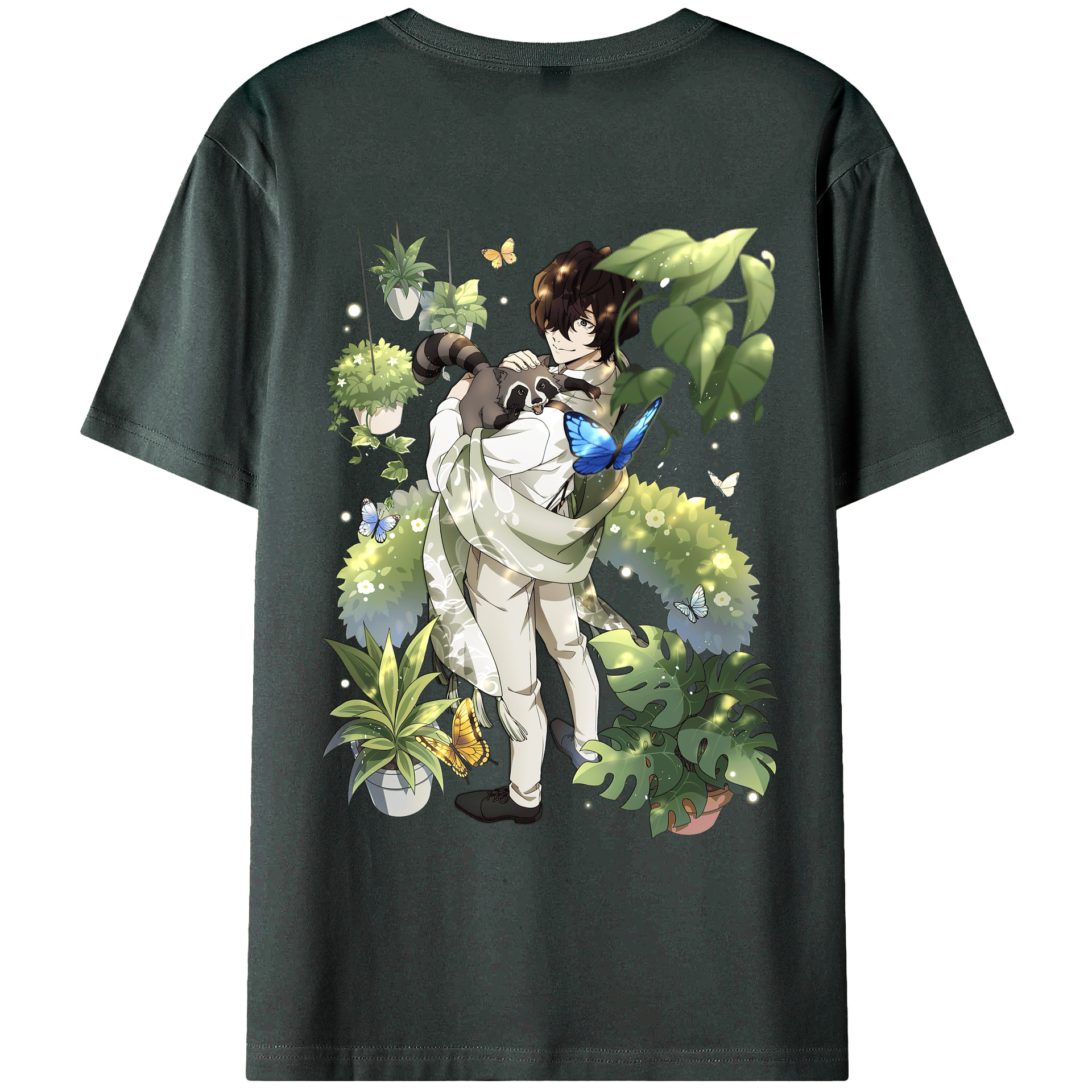 （画像用） 文豪ストレイドッグス Bungo Stray Dogs 綿100％ メンズ半袖Tシャツ（バックプリント） 通気性